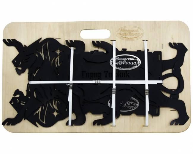 Мангал разборный "Львы", сталь AISI304, 3мм