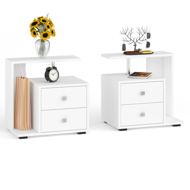 Кровать 1800 Камелия + две тумбы цвет белый