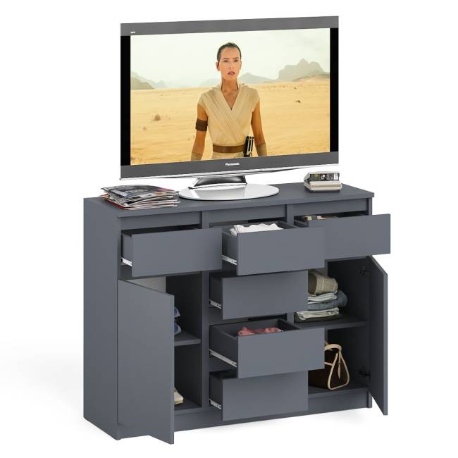 Комод с ящиками и дверками Мори МК1200.4 цвет графит Комод с ящиками и дверками Мори МК1200.4 цвет графит