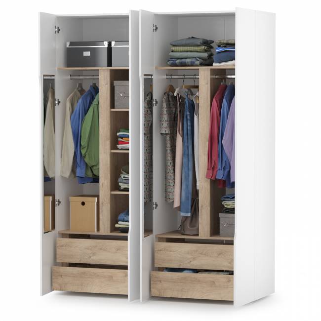 Два шкафа двустворчатых Муссон цвет белый/дуб эндгрейн элегантный Два шкафа двустворчатых Муссон цвет белый/дуб эндгрейн элегантный