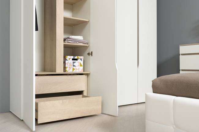 Два шкафа двустворчатых Муссон цвет белый/дуб эндгрейн элегантный Два шкафа двустворчатых Муссон цвет белый/дуб эндгрейн элегантный