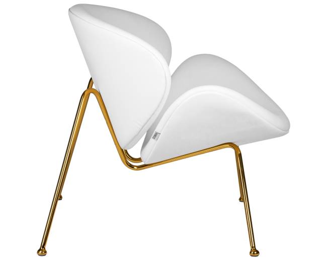 Кресло дизайнерское DOBRIN EMILY, белый винил YP17, золотое основание