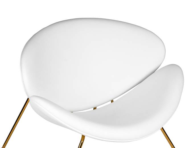 Кресло дизайнерское DOBRIN EMILY, белый винил YP17, золотое основание