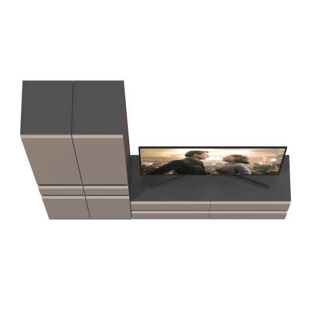 Два шкафа с ящиками и тумба под ТВ Сидней цвет антрацит/МДФ веллюто капучино