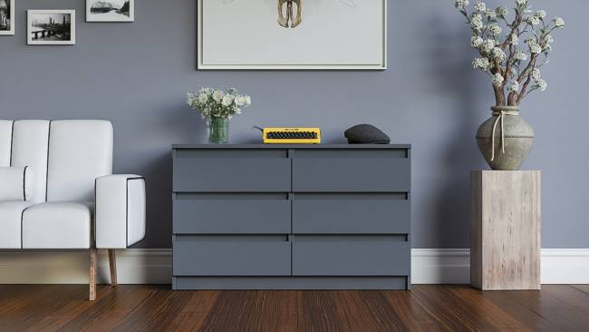 Широкий комод шесть ящиков Мори МК1200.6 цвет графит Широкий комод шесть ящиков Мори МК1200.6 цвет графит
