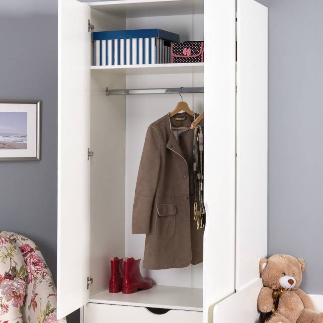 Детский шкаф для одежды с комодом Уна цвет белый