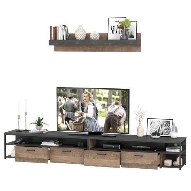 Две ТВ-тумбы Трувор с навесной полкой цвет дуб гранж песочный/интра