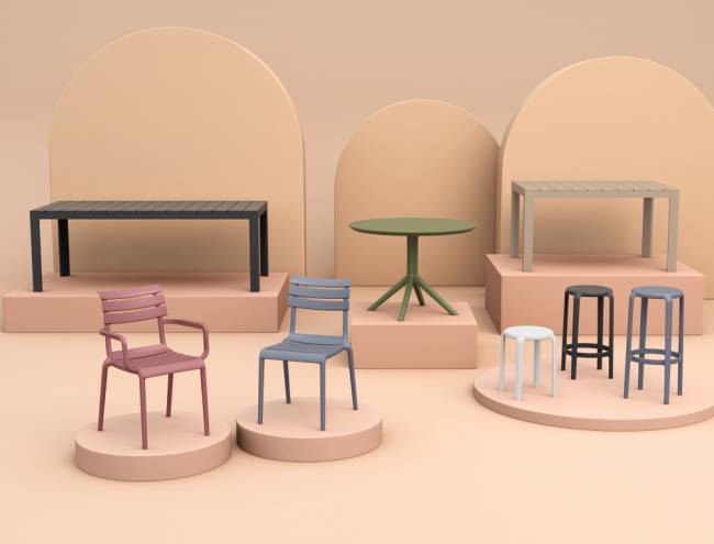 Стол пластиковый Sky Table Ø105 оливковый 1050х740 мм