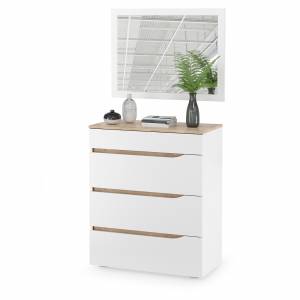 Комод с зеркалом Муссон цвет белый/дуб эндгрейн элегантный