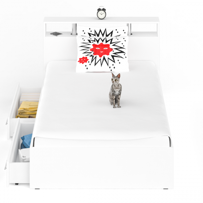 Кровать с ящиками Камелия 1200 цвет белый