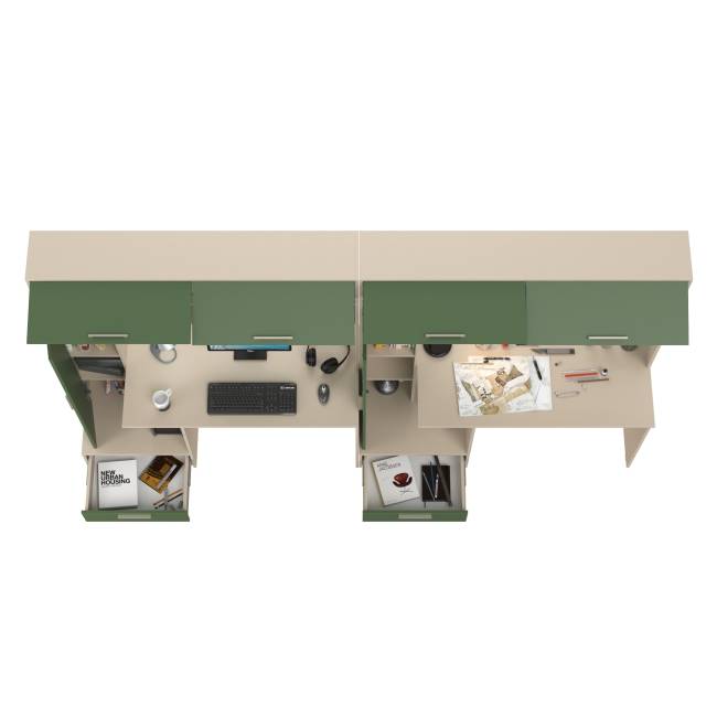 Лайт столы письменные 03.243Н цвет сатин/дымчатый зелёный