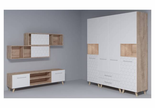 Мариус М-03 дуб баррик / белый матовый