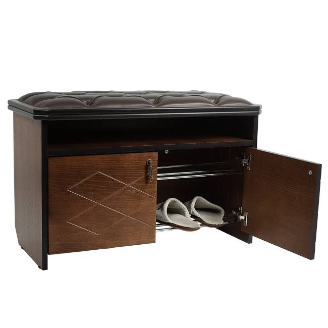 Банкетка Патриция 2 орех, к/з Ева 1, каретная стяжка Л