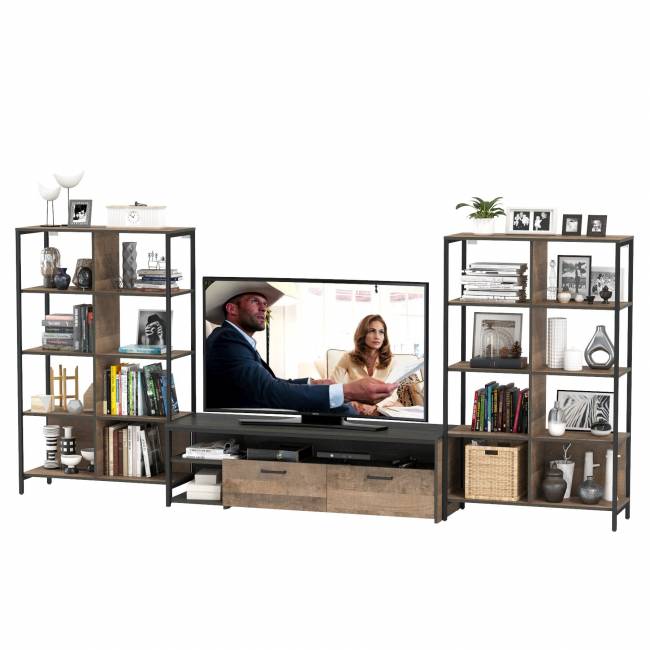 Два стеллажа 13.151.02 в гостиную Трувор и ТВ-тумба цвет дуб гранж песочный/интра