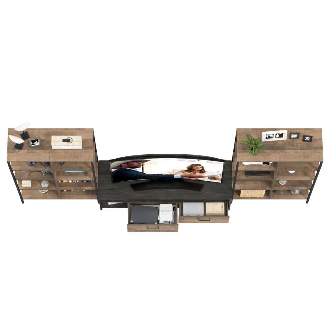 Два стеллажа 13.151.02 в гостиную Трувор и ТВ-тумба цвет дуб гранж песочный/интра