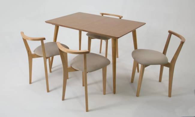 Стол Монте 120 натур со стульями Франк натур велюр бежевый