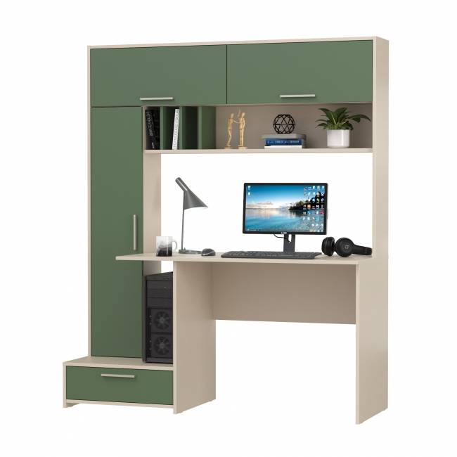 Стол письменный Лайт 03.243Н цвет сатин/дымчатый зелёный