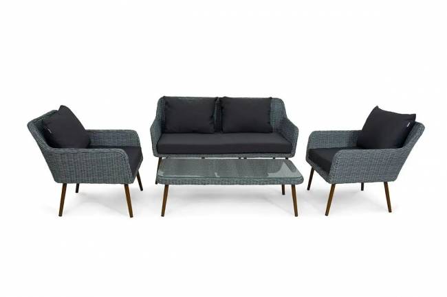 Софа 2х-местная Mokka Rimini с конусными ножками, серая