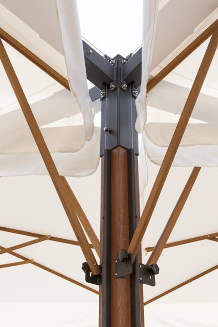 Зонт профессиональный четырехкупольный 7х7 м Wood Poker имитация ироко, слоновая кость 7000х7000 мм Зонт профессиональный четырехкупольный 7х7 м Wood Poker имитация ироко, слоновая кость 7000х7000 мм