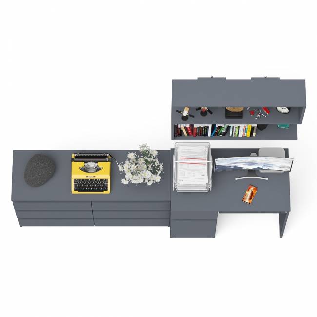 Большой комод на 6-ть ящиков Мори с компьютерным столом МС-1 левый и полка открытая на 900 цвет графит Большой комод на 6-ть ящиков Мори с компьютерным столом МС-1 левый и полка открытая на 900 цвет графит