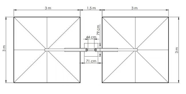 Зонт профессиональный двухкупольный 7.5х3 м Banana Plus Double 7500х3000 мм
