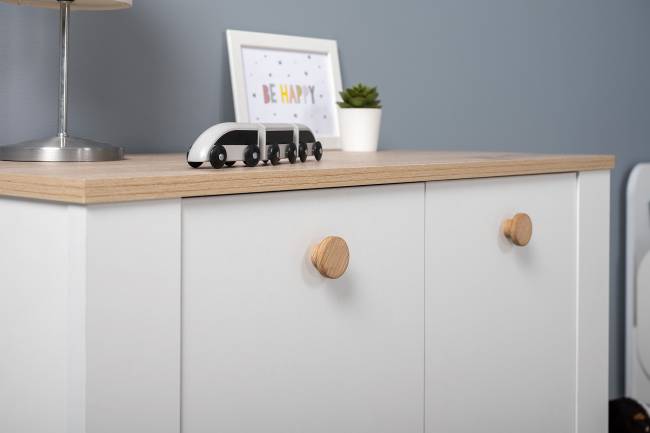 Тумба с дверками Джастин 16.228.02 цвет белый шагрень/дуб белый эксклюзив