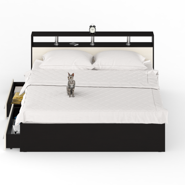 Кровать с ящиками Камелия 1800 цвет венге/дуб лоредо