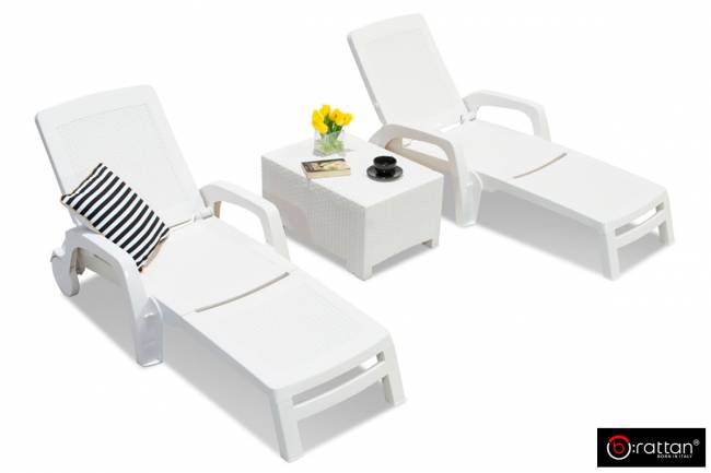 Шезлонг B:rattan MIAMI складной, белый (дисконт)