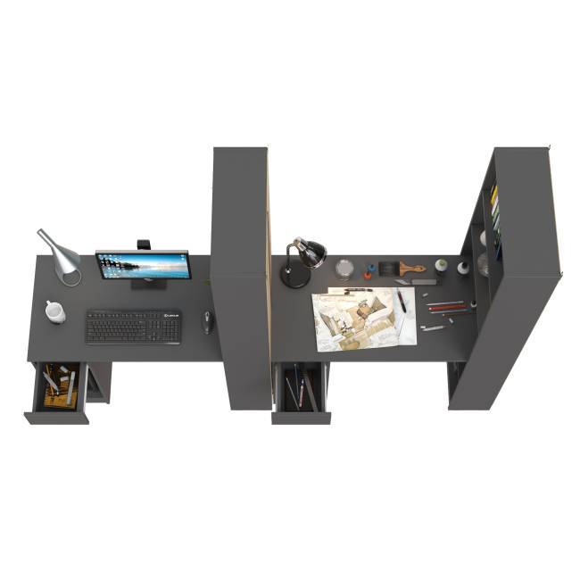 Шкафы комбинированные Лайт 10.01 с компьютерными столами цвет тёмно-серый Шкафы комбинированные Лайт 10.01 с компьютерными столами цвет тёмно-серый