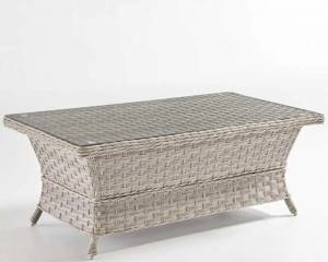Столик кофейный "Кефалония", большой, из искусственного ротанга, серый, белый Столик кофейный "Кефалония", большой, из искусственного ротанга, серый, белый