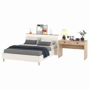 Кровать Муссон 11.41 с основанием и прикроватный столик цвет дуб эндгрейн элегантный