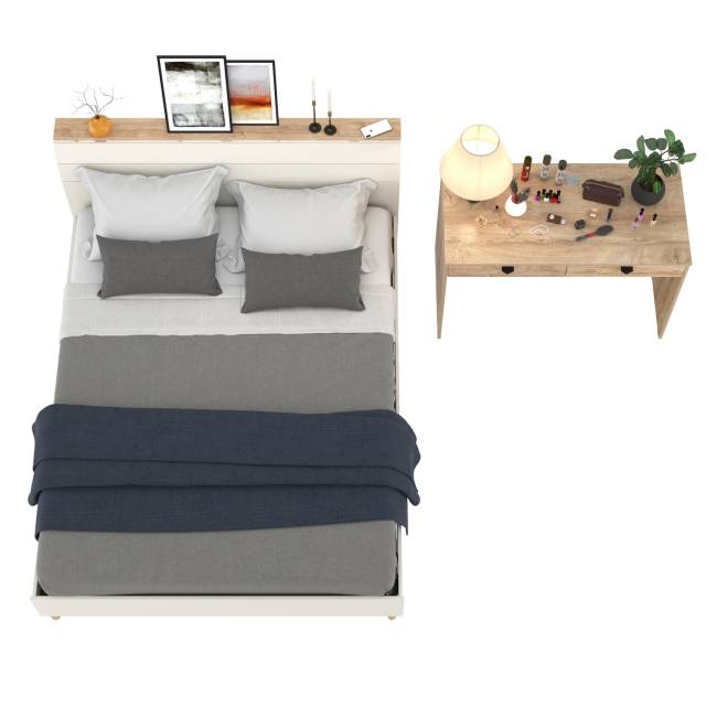 Кровать Муссон 11.41 с основанием и прикроватный столик цвет дуб эндгрейн элегантный