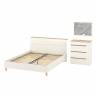 Кровать 1600 двуспальная Муссон 11.41 с основанием и комод с зеркалом цвет белый/дуб эндгрейн элегантный