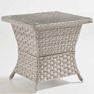 Столик кофейный "Кефалония" маленький, из искусственного ротанга, серый, белый Столик кофейный "Кефалония" маленький, из искусственного ротанга, серый, белый