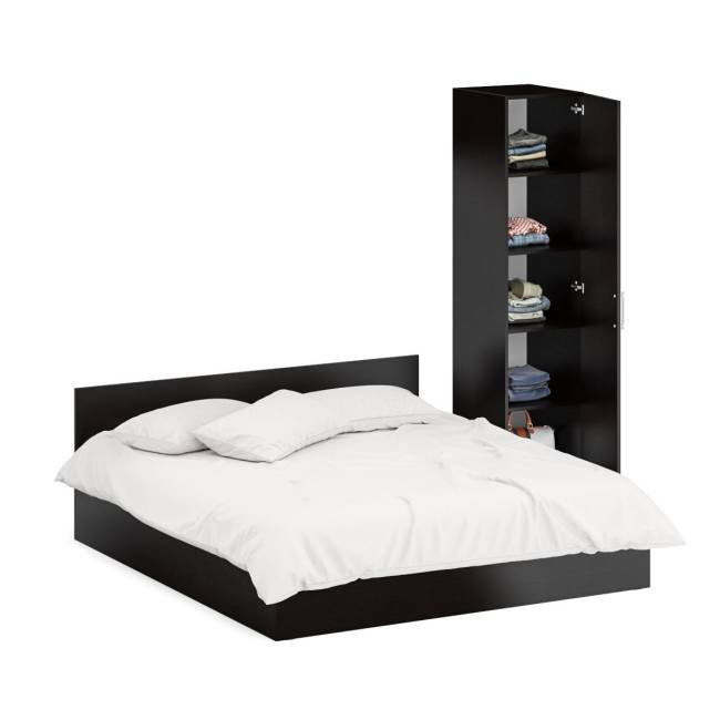 Кровать двуспальная 1800 с пеналом Стандарт цвет венге Кровать двуспальная 1800 с пеналом Стандарт цвет венге