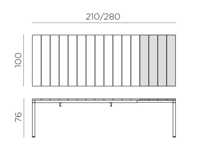 Стол пластиковый раздвижной Rio 210 Extensibile белый 2100-2800х1000х760 мм