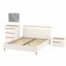 Кровать Муссон 1600 с ортопедическим основанием с тумбочкой и комодом с зеркалом цвет белый/дуб эндгрейн элегантный